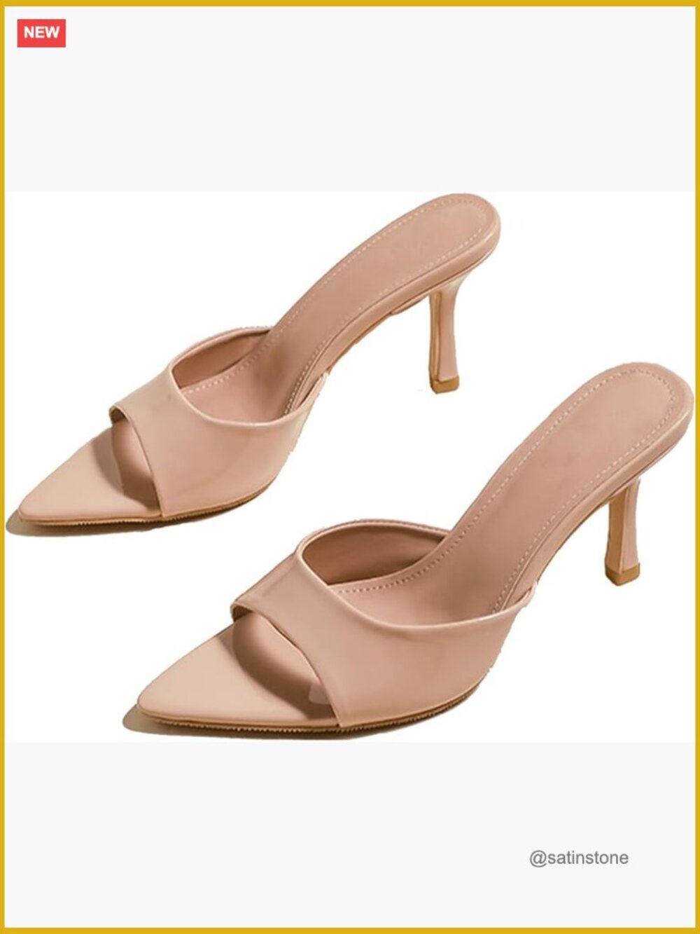 Patent Leather Pointed Open Toe High Heel Slingback Mule Sandals Weddings Party